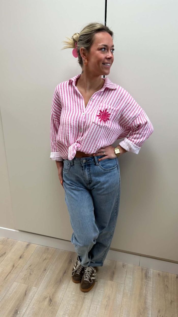 Chemise rayée rose & blanche
