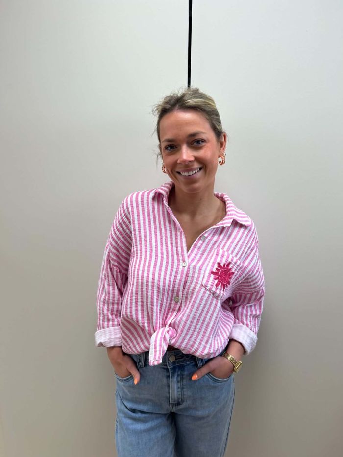 Chemise rayée rose & blanche