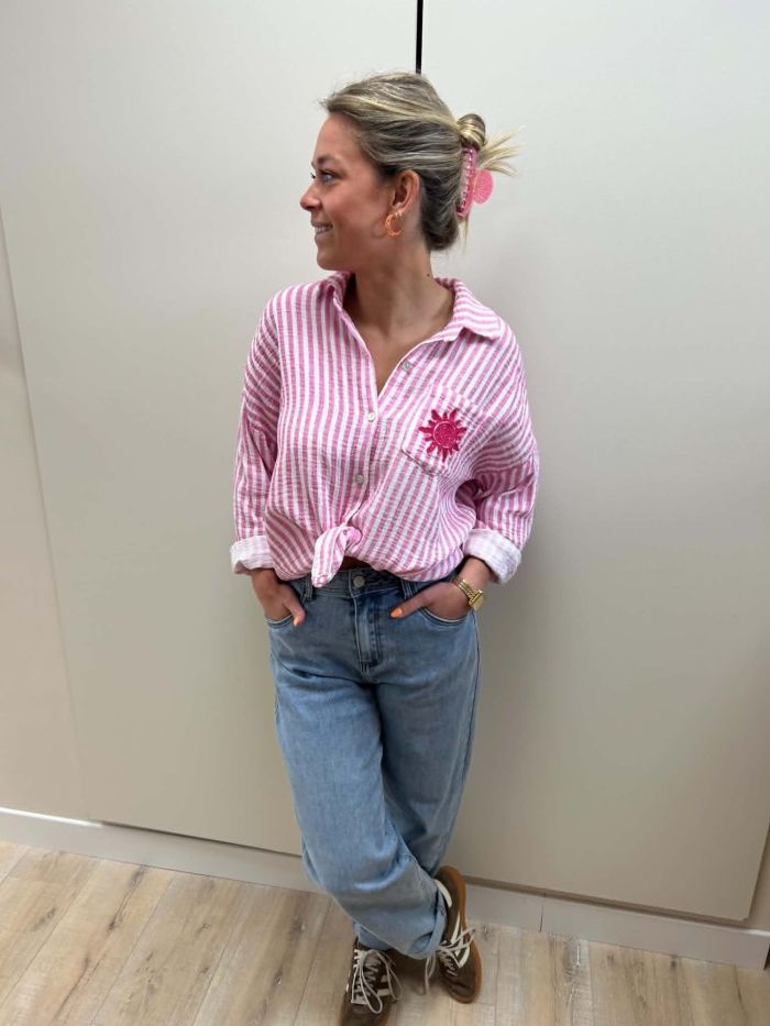 Chemise rayée rose & blanche
